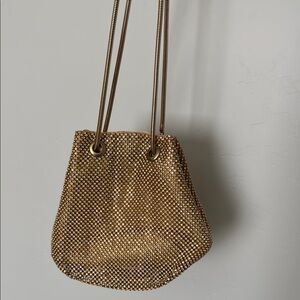 Sparkly Gold Crystal Women's Mesh Bag